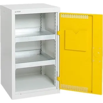 Skříň kovová Stumpf Metall StawaR pro skladování chemikálií, Typ: SR-1, Barva dveří: Žlutá, Rozměry (v x š x h) [mm]: 900 x 500 x 500, Počet polic: 2