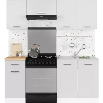 Kuchyňská linka Kuchyň JUNONA TAFLA 180 cm, bílá/světle šedý lesk - SLEVA 3% s kodem radost25