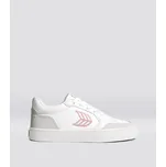 VALLELY White Leather Vintage White Suede Blush Pink Logo Sneaker