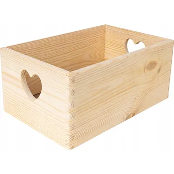 Úložný box Dřevia Dřevěný box s úchyty Srdce - 30x20x14