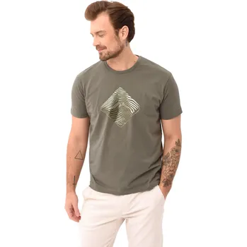 Pánské tričko Pánské triko s krátkým rukávem VOLCANO-LIQUID-302-KHAKI Zelená S