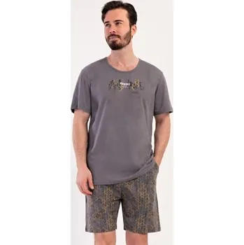 Pánské pyžamo Pánské pyžamo šortky Vienetta Secret City tmavě šedá M