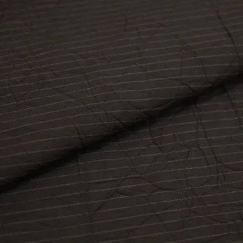 Tkanina krešovaná hnědá, tenký pruh, š.155