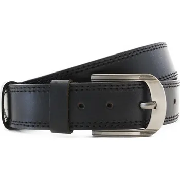 Opasek Arwel Černý kožený pánský opasek s dvojitým šitím 913-5002-2-60/60-9008-40 Délka opasku: 95 cm