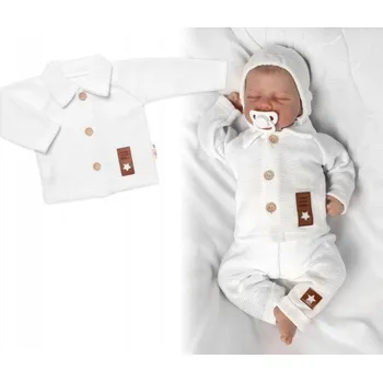 Pletený svetřík s knoflíčky Boy, Baby Nellys, bílý, Velikost koj. oblečení 74 (6-9m)