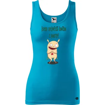 Dámské tílko s potiskem - Ta největší kočka z party Velikost: XL, Barva: Tyrkysová