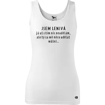 Dámské tílko s potiskem - Lenivá Velikost: S, Barva: Bílá