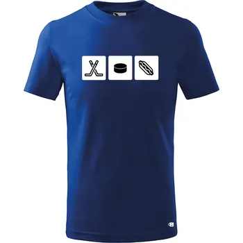 Dětské tričko s potiskem hokej Velikost: 146/10 let, Barva trička: Královsky modrá