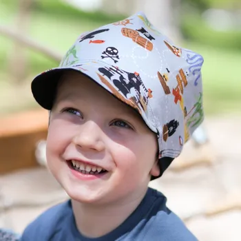 Kšiltovka šedá bavlněná kšiltovka s námořnickým potiskem