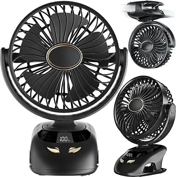 GOTEL Stolní ventilátor 2v1 s klipem a podstavcem, černý – Q26A2
