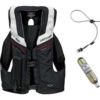 Motocyklový chránič hrudi a pátěře Hit-Air MLV 2 airbag vesta limitovaná edice černo-bílá s červenými prvky - Velikost : Medium (S-XL)