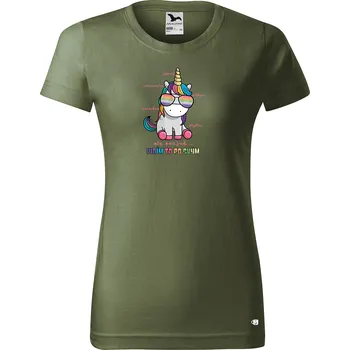 Dámské tričko Dámské tričko s potiskem Jednorožec Barva trička: Khaki - 09, Velikost: M