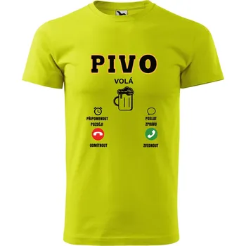 Pánské oblečení Pánské tričko s potiskem Pivo volá Velikost: M, Barva trička: Limetková