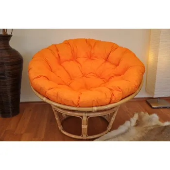 Papasan Axin Trading s.r.o. Ratanový papasan 110 cm medový polstr oranžový melír
