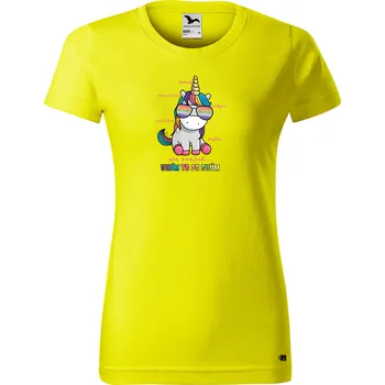 Dámské tričko Dámské tričko s potiskem Jednorožec Barva trička: Citrónová - 96, Velikost: XS