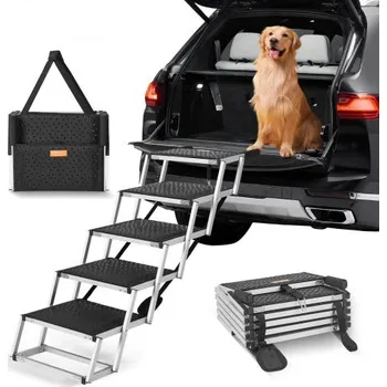 Schody a rampa pro psa VEVOR Schody pro psy do auta, 5stupňové skládací hliníkové schody pro psy, nosnost do 68 kg