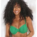 Plavková jednobarevná podprsenka s nařasením Solaro, s kosticemi zelená 75B