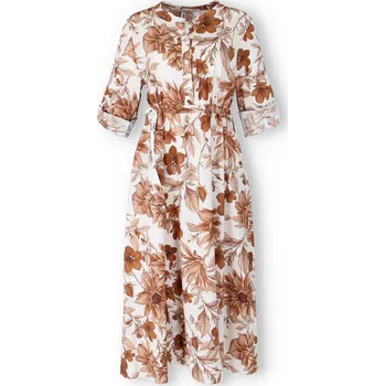 Dámské šaty Dlouhé šaty KVĚT SF 24405 barva: hnědá-camel