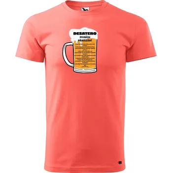 Pánské tričko Pánské tričko s potiskem Pivní desatero Velikost: M, Barva trička: Korálová