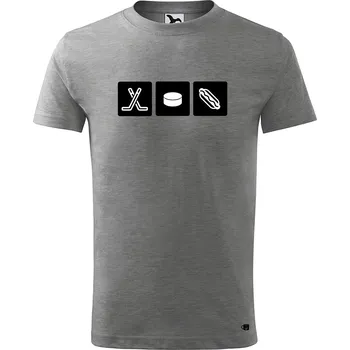 Dětské tričko s potiskem hokej Velikost: 158/12 let, Barva trička: Tmavě šedý melír