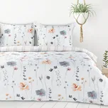 Povlečení 220x200 cm z bavlny a mikrovláken bílé, ocelové s květinovým potiskem LEA10 Design 91