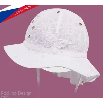 Kojenecká čepice ROCKINO Letní dívčí klobouček motýlek, bílý Varianta: 46cm