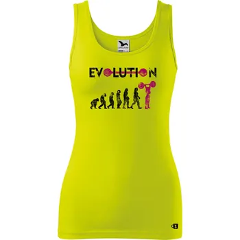 Dámské oblečení Dámské tílko s potiskem - Evoluce činky Velikost: L, Barva: Limetková