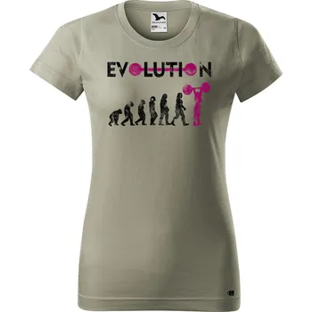 Dámské tričko Dámské tričko s potiskem - Evolution činky Barva trička: Světlá khaki - 28, Velikost: 2XL