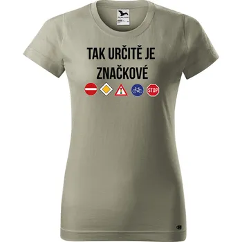 Dámské tričko Dámské tričko s potiskem Značkové tričko Barva trička: Světlá khaki - 28, Velikost: S