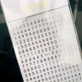 Samolepky na nehty - čísla, stříbrné