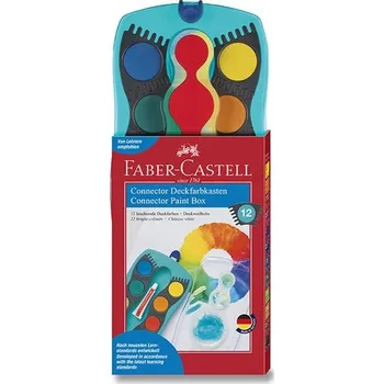 Výtvarná sada Vodové barvy Faber-Castell Connector, tyrkysová - 12 barev