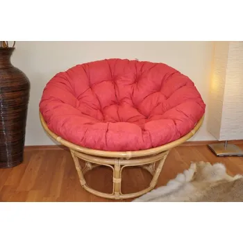 Nábytek Axin Trading s.r.o. Ratanový papasan 110 cm medový polstr vínový melír