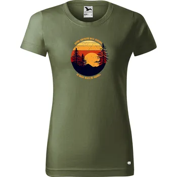 Dámské tričko Dámské tričko s potiskem Cestování Barva trička: Khaki - 09, Velikost: XL