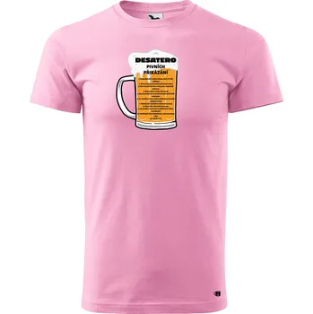 Pánské tričko Pánské tričko s potiskem Pivní desatero Velikost: 2XL, Barva trička: Růžová