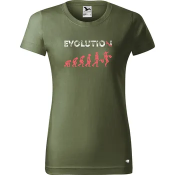 Dámské tričko Dámské tričko s potiskem Evoluce nákupy Barva trička: Khaki - 09, Velikost: M