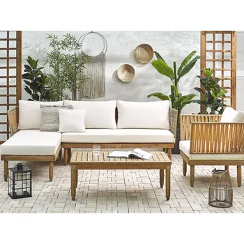 Sedací souprava Venkovní sada povlaků na polštáře pro sedací soupravu krémově bílá polyester sedací a opěrné polštáře Beliani