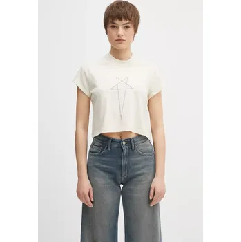 Bavlněné tričko Rick Owens DRKSHDW Cropped Small Level T dámské, béžová barva, DS01E3207.RNNEP3, XS, 01X