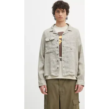 Pánská košile Lněná košile C.P. Company pánská, šedá barva, relaxed, 18CMOS240A005415G, L, 09X