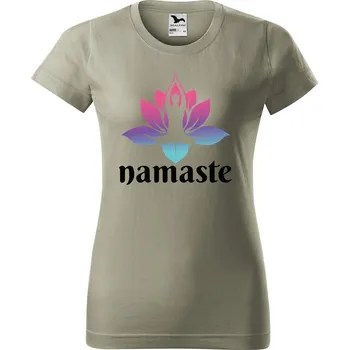 Dámské tričko s potiskem Namaste Barva trička: Světlá khaki - 28, Velikost: M