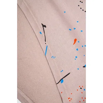 Zateplená souprava s barevným potiskem tmavě béžová UNI