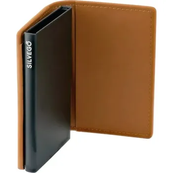 Obal na doklad SILVEGO Pouzdro na karty hnědé z pravé kůže s RFID ochranou