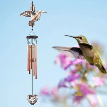 Zahradní dekorace BAF Kovová zvonkohra. Kolibřík a srdce. Délka 75 cm