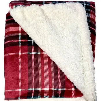 deka Euromat Mikroplyšová deka ovečka/beránek 150 × 200 cm, káro červené
