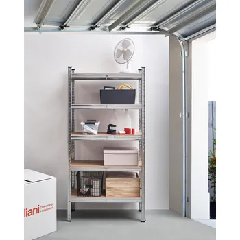 Úložný box Regál kovový stříbrný venkovní vnitřní zahradní garáž moderní design 5 polic volně stojící zahradní úložný prostor Beliani