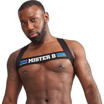 Mister B Urban Club Harness X-Back Striped Blue, elastický postroj pro muže