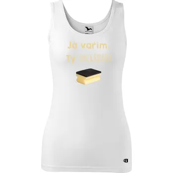 Dámské tílko s potiskem - Já vařím, ty uklízíš Velikost: M, Barva: Bílá