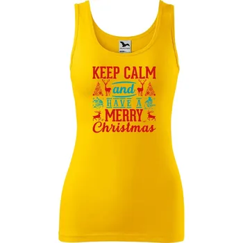 Dámské tílko s potiskem Keep calm Christmas Velikost: S, Barva: Žlutá