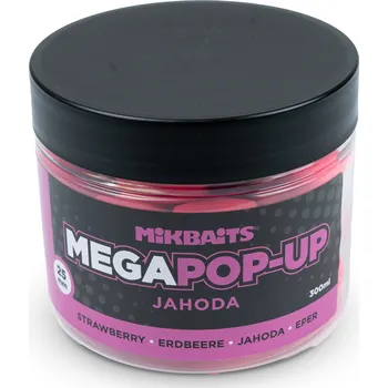 Nástraha Mikbaits Mega fluo pop-up 300ml - Jahoda 25mm