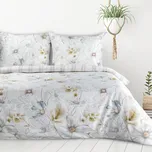 Povlečení 220x200 cm z bavlny a mikrovláken bílé, hořčicové s květinovým potiskem LEA9 Design 91