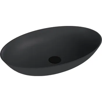BANERA OVAL umyvadlo na desku, litý mramor, 60x40cm, antracit mat
